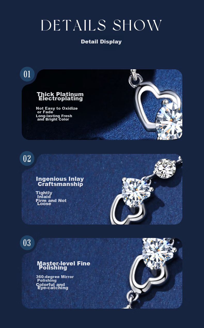 GLTEN Swarovski Zirconia Ocean Heart Silver Bracelet for Women, New Jewelry Design, Birthday Gift, Anniversary Present for Girlfriend Or Wife 9