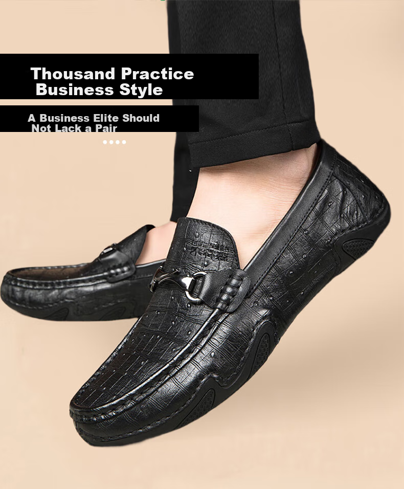 MULINSEN Men's Shoes, Korean-Style Versatile Slip-On Shoes, Top-Layer Cowhide Business Casual Shoes, Driving Loafers, 66912 1
