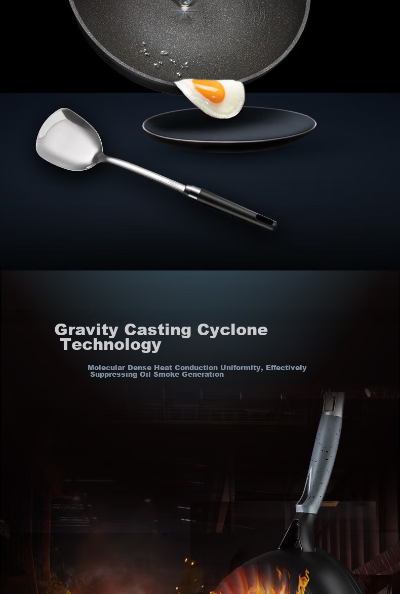 ASD Non-Stick Wok with Magic Stone, Smokeless Cooking Pan, Titanium Pan, Suitable for Gas Stove And Induction Cooker, 30cm, Fits 3-5 People 9
