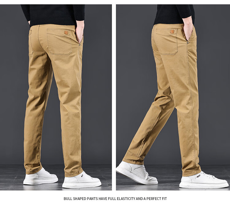JEEP High-End Men's Casual Pants, New Spring 2026 Style, Loose Straight-Leg, Light Business Pure Cotton Trousers for Me 18
