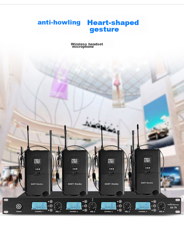 SAST OK-79 Wireless Microphone System with One Transmitter And Four Receivers, Handheld Teaching Microphone, U-Segment Microphone for Engineering Meetings And Large Conferences, Dynamic Microphone for Conference Rooms 15