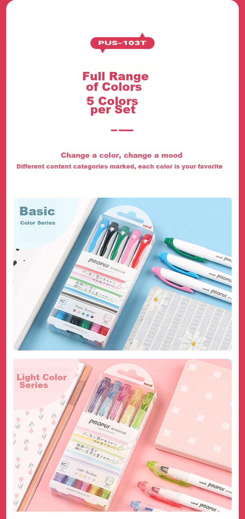 Uni Mitsubishi Dual-Tip Fluorescent Marker Pen for Student Homework, Journaling, Drawing And Marking - Colorful Pens, Fine 0.4mm Thick 4mm PUS-103T 1 Pen/Pack Light Blue 6
