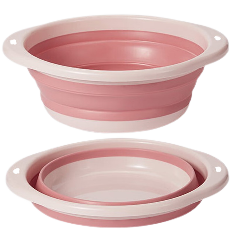JAJALIN Folding Basin, Face Washing Basin for Home And Student Dormitory Use, Baby Basin, Portable Compressed Travel Basin, Medium Size, Pink