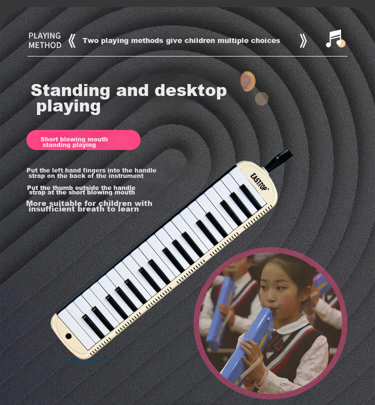 EAST TOP 37-Key Melodica T37, Beginner's Classroom Performance Instrument for Children, Musical Enlightenment Tool, White 7