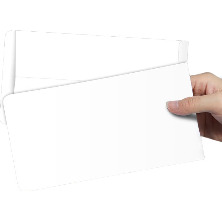 Kingdee , 50 Sheets of White #6 Envelopes without Text, 230*120mm, Blank Receipt Envelopes, All-White Invitation Envelopes, Simple Business Style