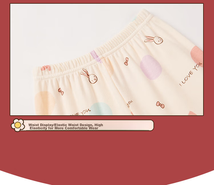LangSha Children's Underwear Set, Girls' Autumn Top And Pants, Antibacterial Pure Cotton, Youth Autumn And Winter Warm Pajamas, Cotton Sweater, Size 120 11