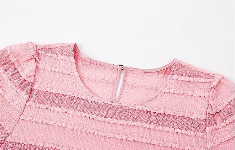 Dme [Half-Ripe Lovers] Spring And Summer Round Neck Textured Lazy Striped Sweet Age-Reducing Knitted Dress, Mid-Length for Wome 8