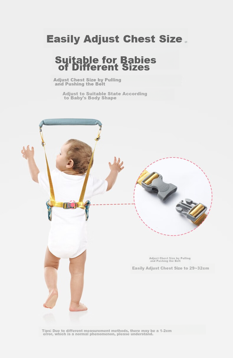 Babycare Toddler Walking Strap with Leash, Anti-Lost, Non-Choking, Breathable, Detachable, CNAS Certified, 0-24 Months 6