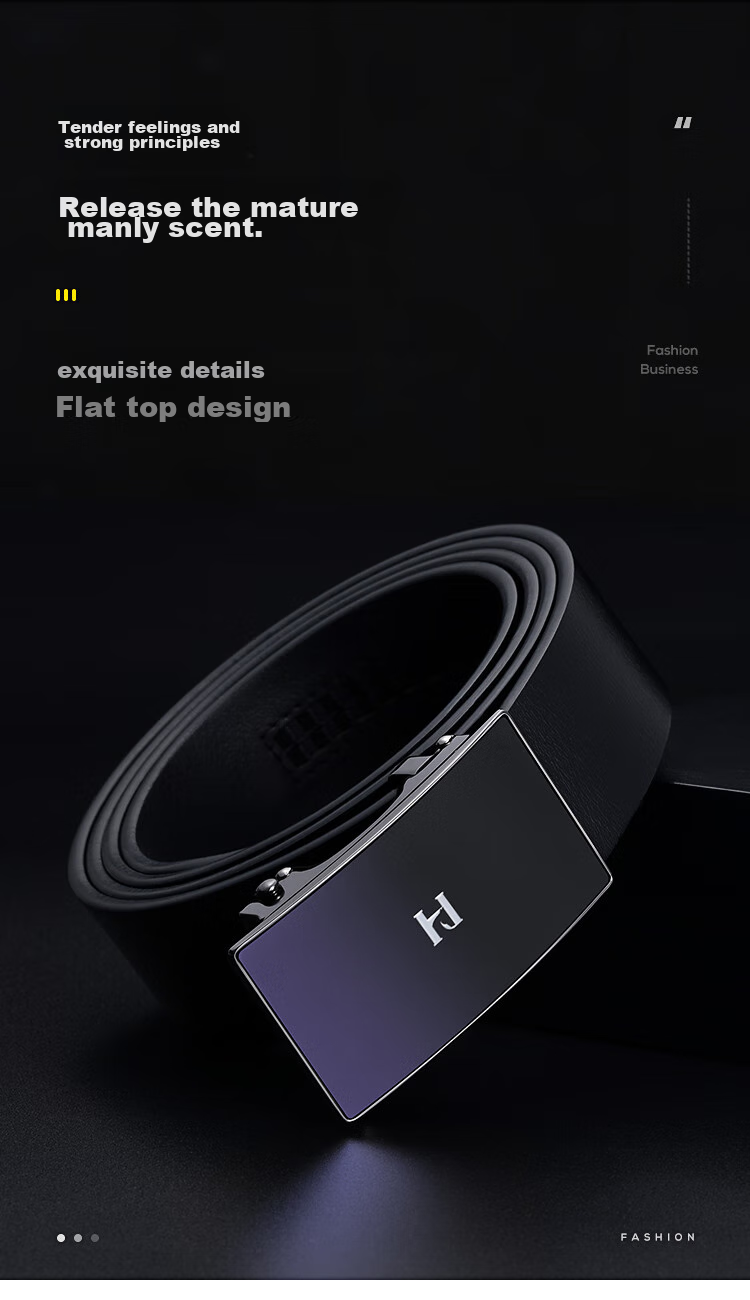 HLA Men's Belt with Automatic Buckle, Inner Wear Trunk Belt, Genuine Leather, No Lining, Birthday Gift, Fashionable New Style, for Boyfriend Or Husband, Trendy 5