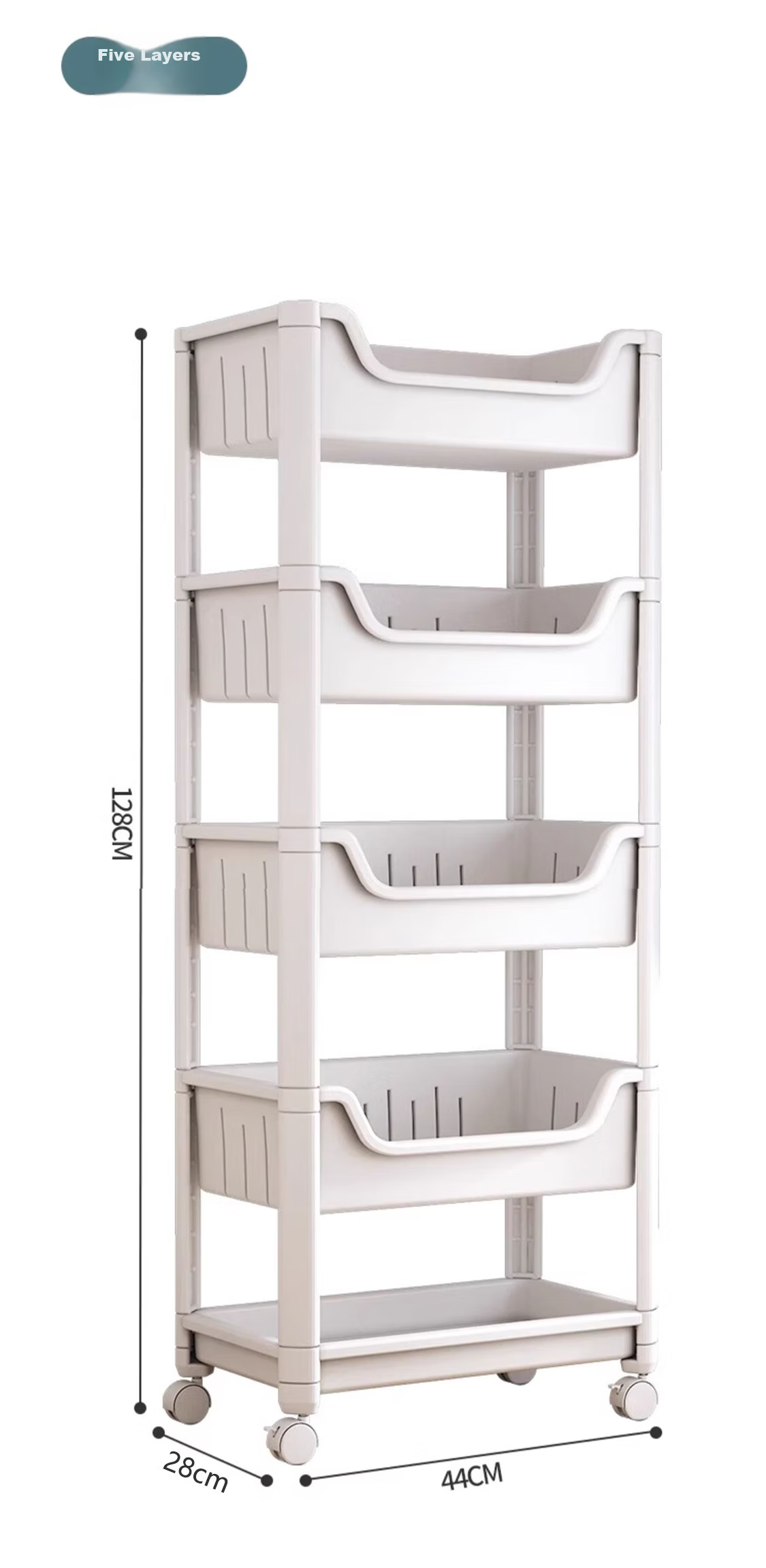 Shunyou Movable Cart Storage Rack, Floor-Standing, Multi-Functional for Snacks, Kitchen Vegetables, Books, Four-Tier SY-144 16
