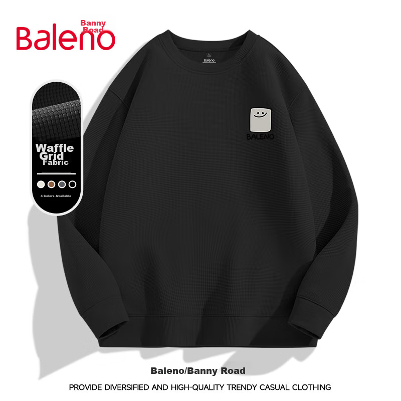 Baleno Sweatshirt for Men, Spring And Autumn Round Neck Pullover, Casual Men's Top, Heavyweight Waffle Knit Long-Sleeve Outerwear 18