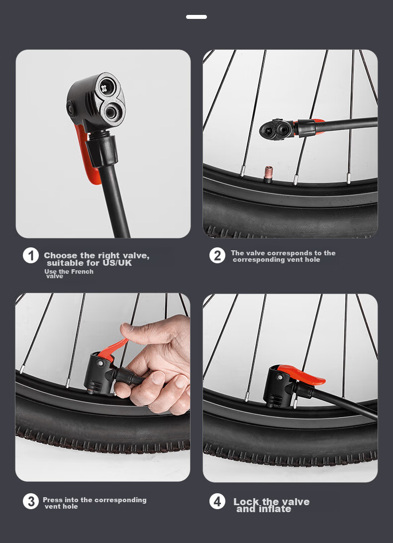 Ousen Portable Bicycle Pump for Electric Bikes, Basketballs, Soccer Balls, Children's Toys, Universal Air Pump for Electric Scooters And Motorcycles 12