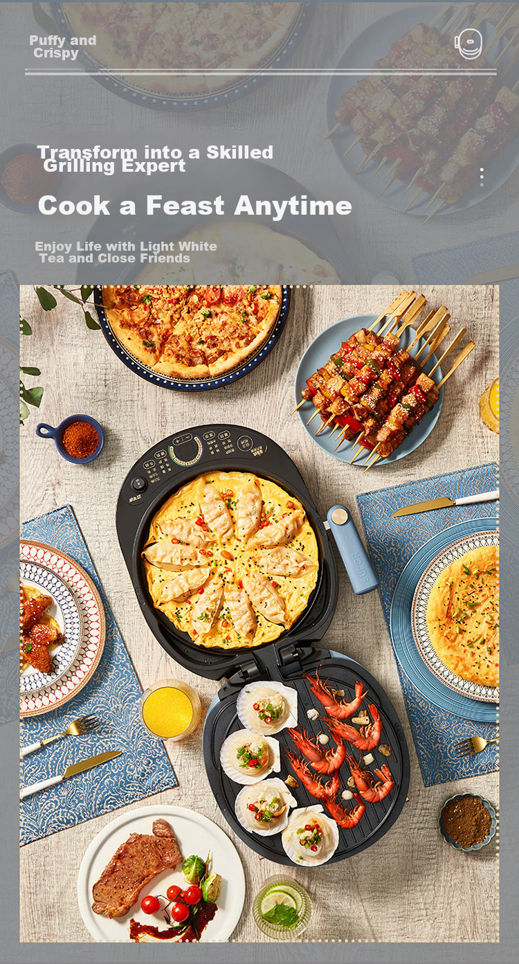 SUPOR Electric Griddle, Removable Upper And Lower Plates for Cleaning, Household Double-Sided Heating Sandwich Maker, Breakfast Machine, Multifunctional Steam Frying And Baking Machine, Electric Pancake Maker, Touch Control Smart JD30RQ859 13