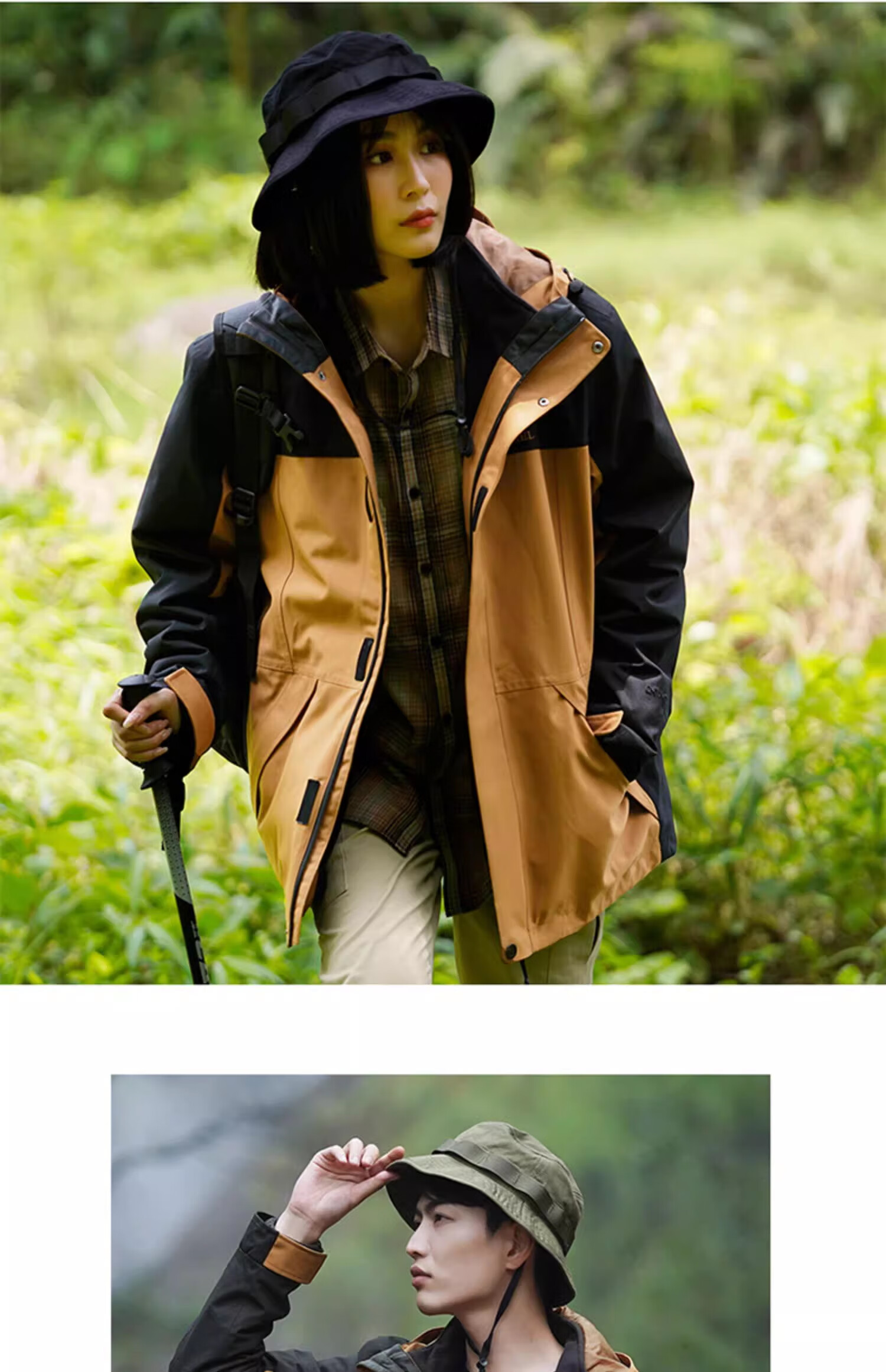 CAMEL Outdoor Cold-Resistant 3-in-1 Fleece Lined Mountaineering Jacket 7A12260001A Bayberry Purple/Phantom Black 10
