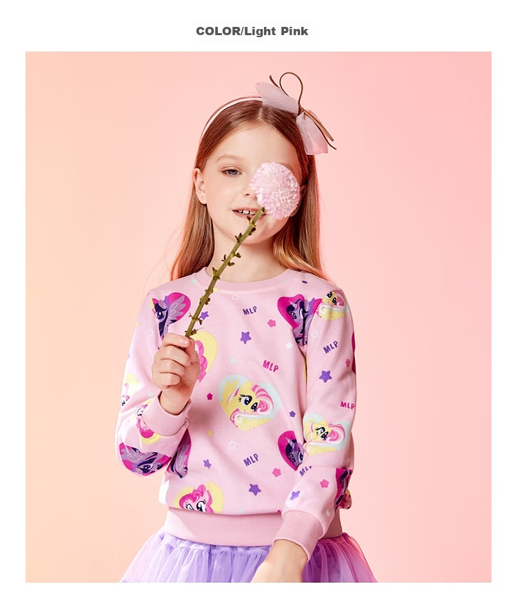Baleno Children's Clothing Spring And Autumn 2022 My Little Pony Girls' Round Neck Sweatshirt Long Sleeve Top for Older Children 58B Light Blue 110cm 11