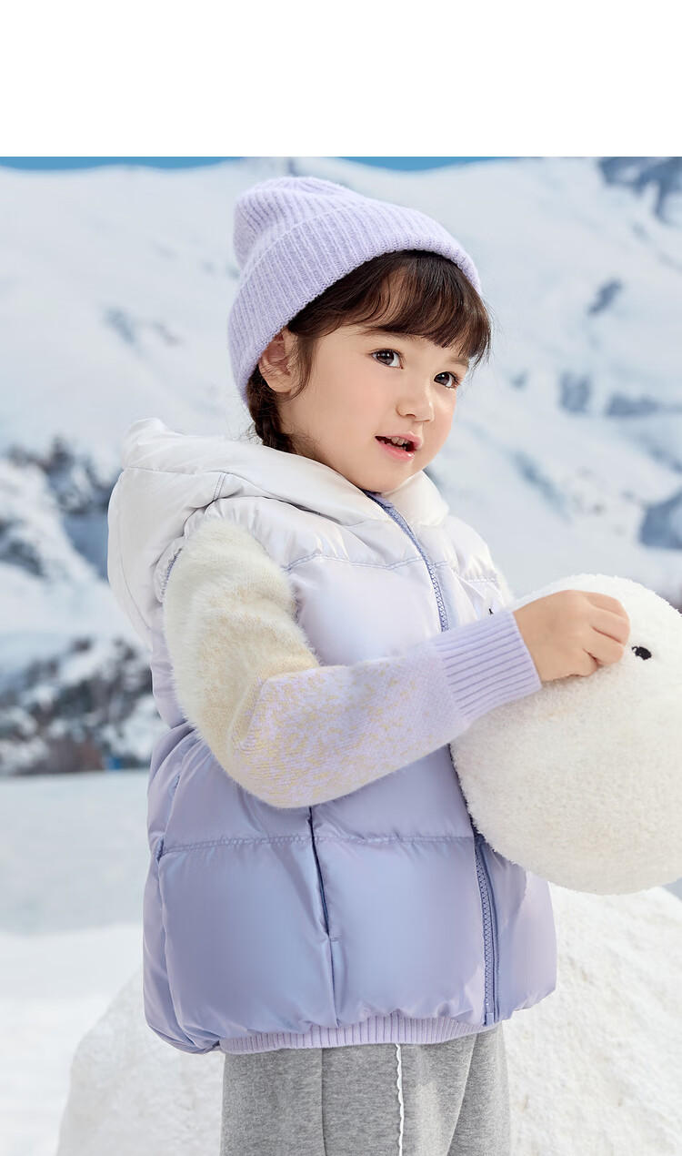 BALABALA Girls' down Vest, Autumn And Winter Children's Clothing, Hooded Jacket [Kuromi IP Mall Same Style], 202424101002 11