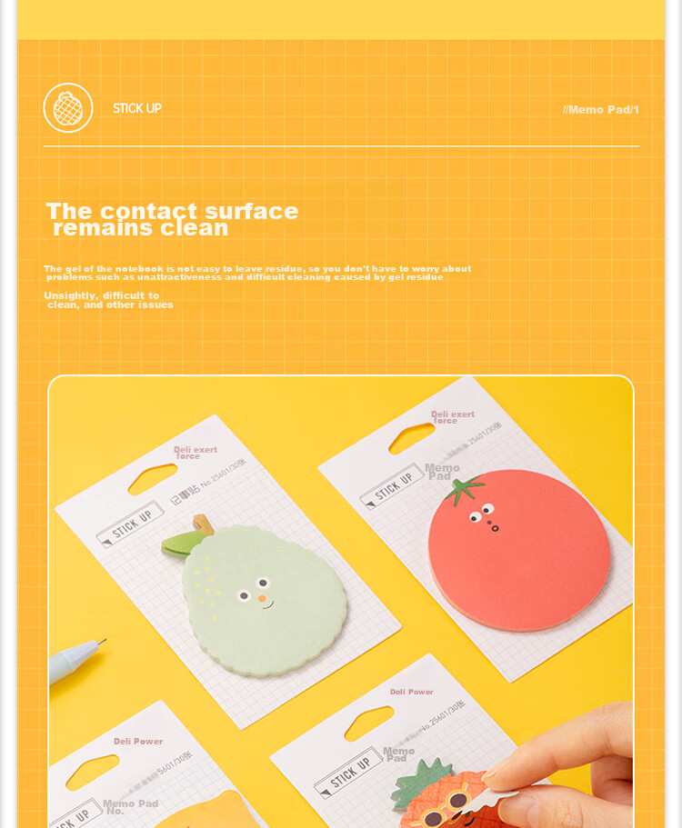 Deli 24 Packs of 720-Page Fruit-Themed Memo Pads, Creative Cute Message Paper/sticky Notes/self-Adhesive Message Book Back-To Essential 25601 6