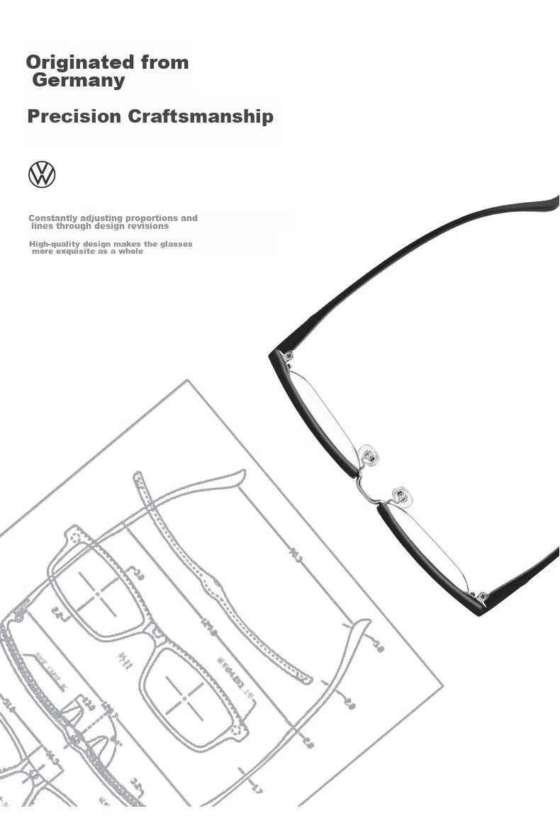 Volkswagen German, Volkswagen Reading Glasses for Men, High-Definition Anti-Blue Light Genuine Imported Eyeglasses W619-200 17