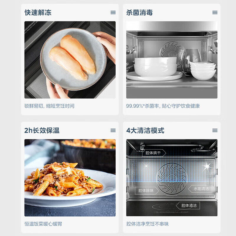 美的（Midea）微波炉蒸箱烤箱空气炸四合一台式机不锈钢内胆解冻烘培触摸屏控制多功能PG2333W