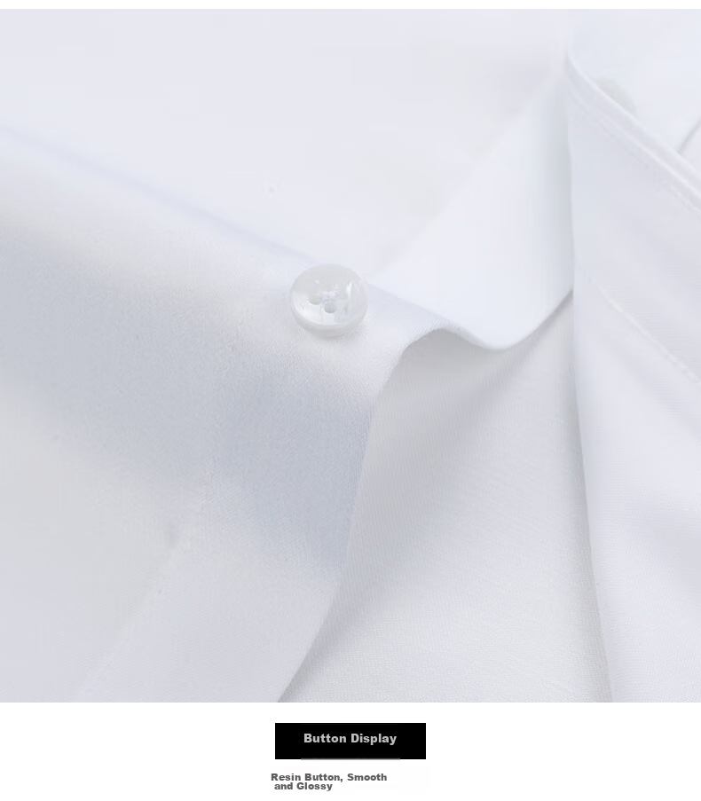 FIRS Liquid Ammonia Non-Iron Short Sleeve Shirt for Men, Pure Cotton Business Formal Wear, Pure White (Short), Size 38 15