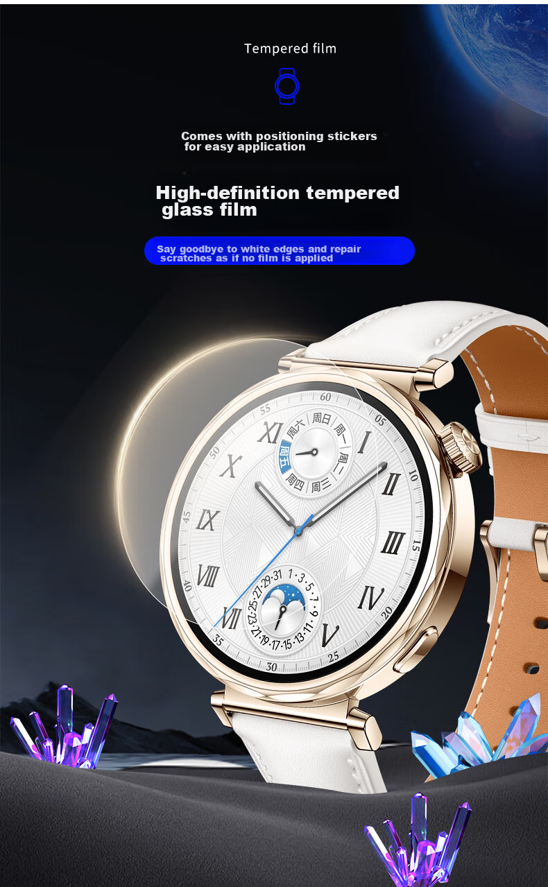 LANGLING [2 Pieces - 41MM] Screen Protector for Huawei Watch GT5, Full Coverage Tempered Glass Film for Huawei Watch GT5, Shatterproof, Scratch-Resistant, Anti-Fingerprint Front Film 2