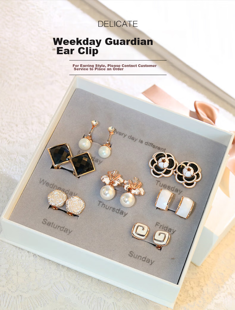 Dairuo No-ear Piercing Earrings for Women, High-End One-Week Set, Simple And Elegant Ear Jewelry, Practical Birthday Gift for Girlfriend 1