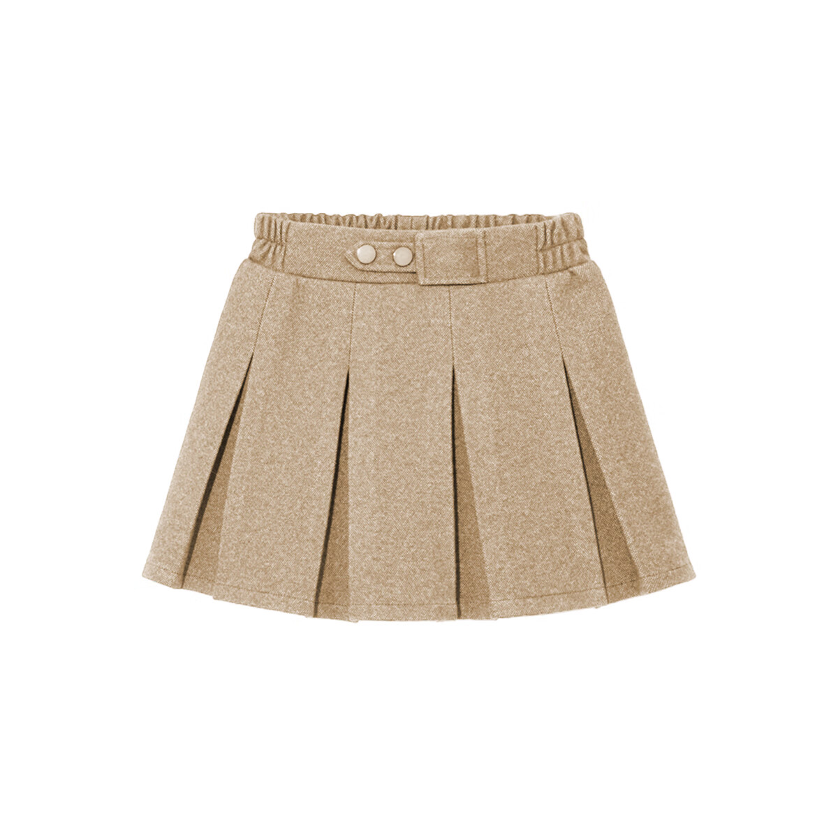 LUOBOBEIBEI Girls' Pleated Skirt, 2024 Autumn And Winter Korean Style Children's Preppy Style Girls' Woolen Midi Skirt, Khaki Color, Size 110