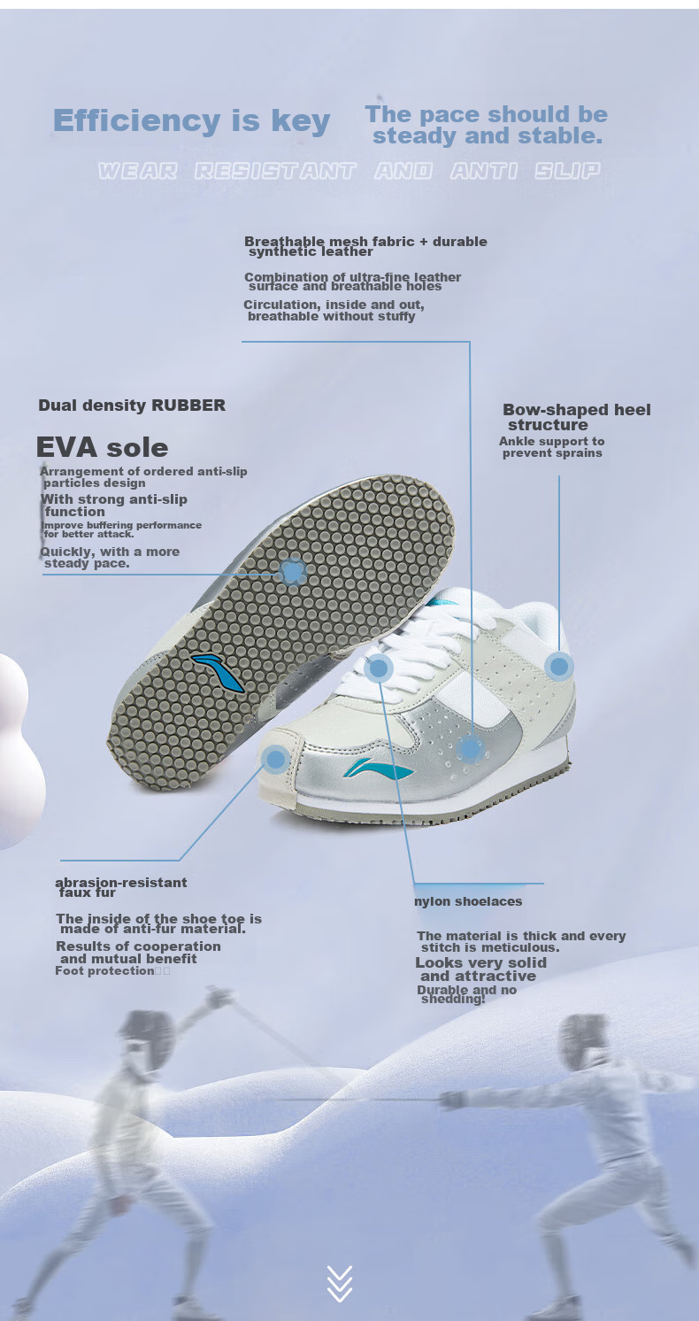 Li-Ning Fencing Shoes, Children's Training Shoes, Breathable And Wear-Resistant, Non-Slip Running And Basketball Shoes, Fencing Equipment for Boys And Girls 2