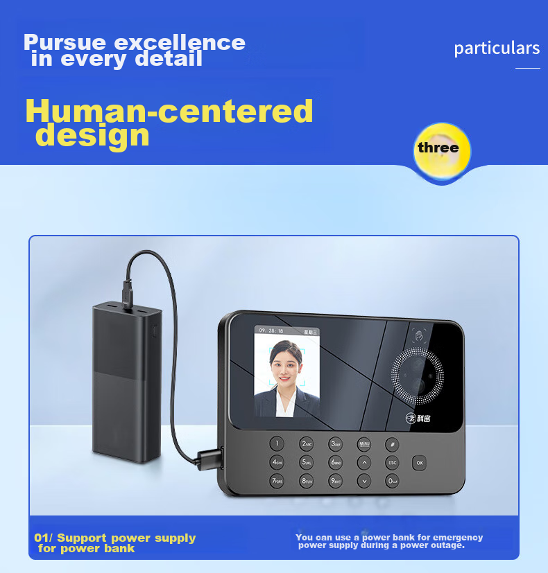 Kemi (Comet) Attendance Machine, Time Clock with Facial Recognition + Fingerprint And Palm Vein Identification, Bluetooth Connection, Mini-Program Management, Automatic Report Generation FZ03 16