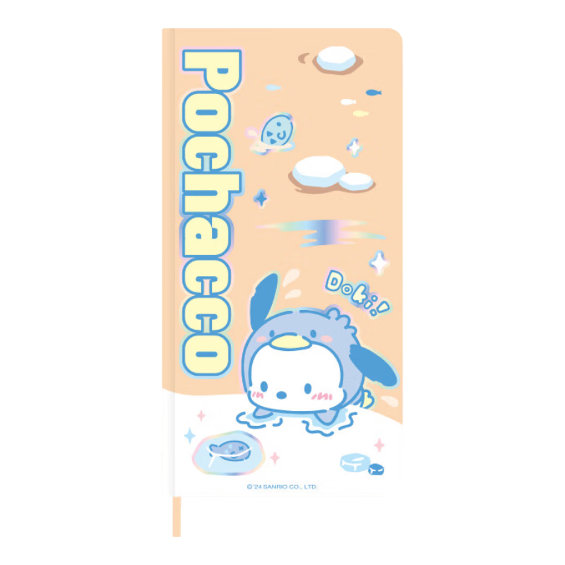 GuangBo X Sanrio Series Weekly Pocket Notebook Sticker Journal, Pachydog Grid Inner Pages, Student Planner Notebook, 80*156mm/72 Sheets, KT81384