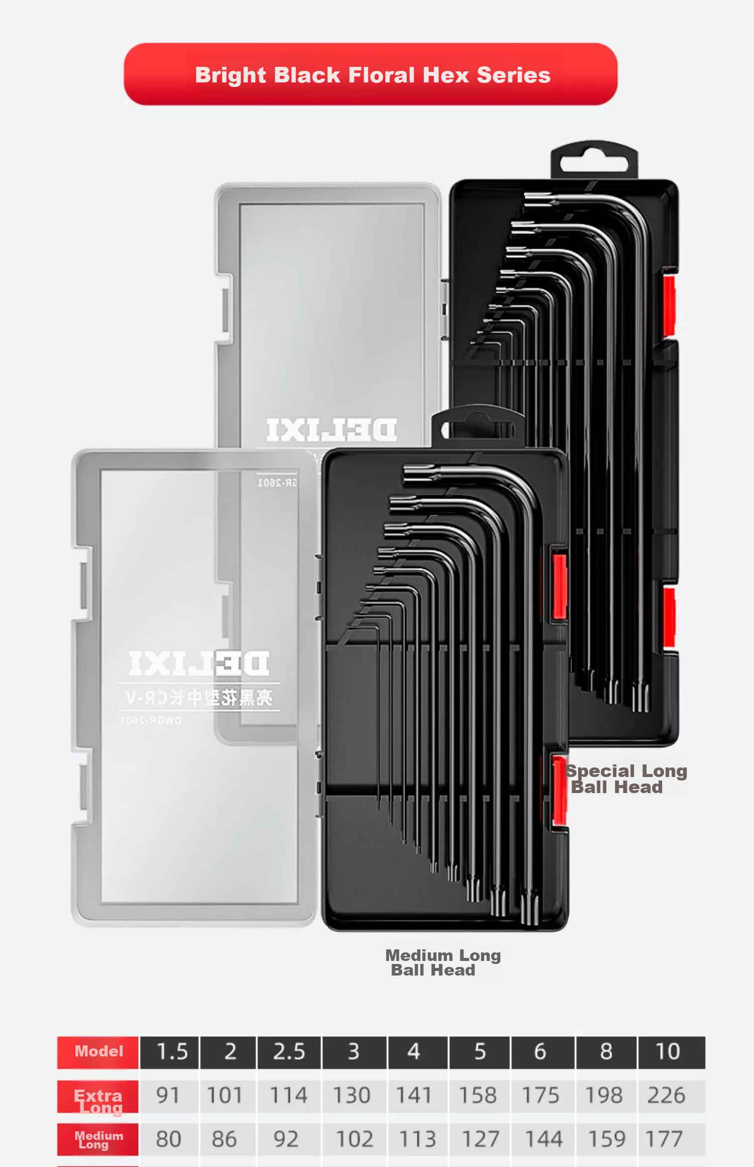 DELIXI Hex Key Set, Universal Hex Screwdriver, Internal Hexagon Extended Automatic Tool, Hexagonal 26