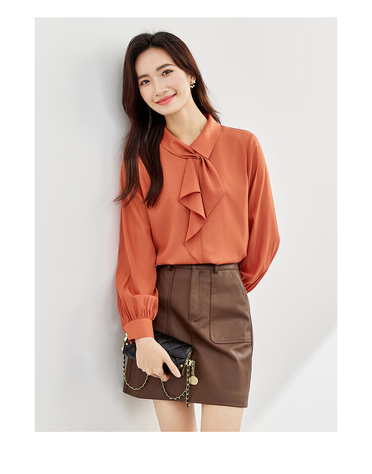 Sentubila Elegant Ribbon Blouse for Women, Spring Women's Wear, Light And Fashionable Long-Sleeve Chiffon Blouse, Versatile Commuter Top 18