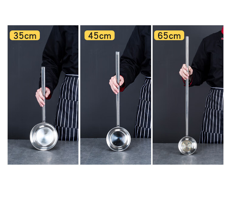 Chuwanya Stainless Steel Long Handle Soup Ladle Water Scoop Commercial Large Soup Porridge Ladle 12cm Diameter 45cm Length 4