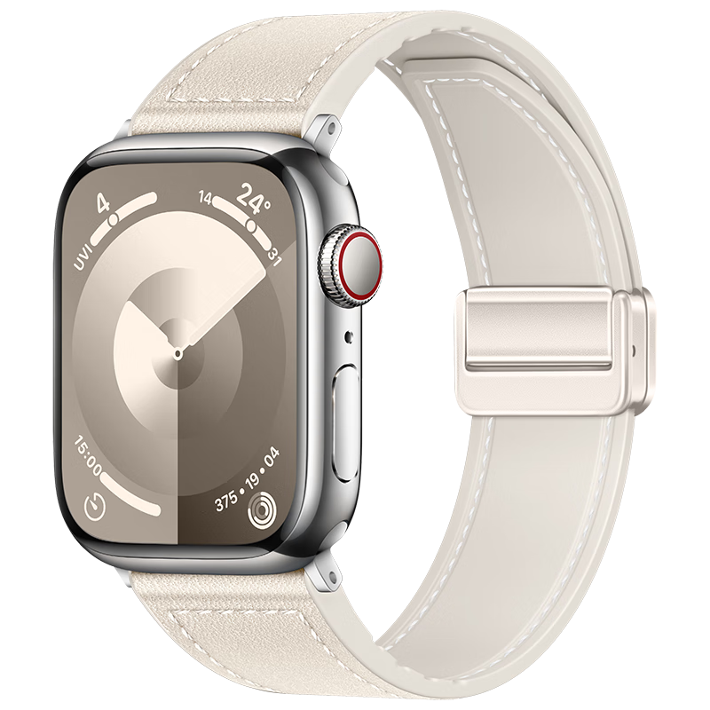 Binghong Compatible with Apple Watch Bands S12, S11 Ultra 4, 3 SE 3, Apple Watch S10 Band, Genuine Leather Silicone IWatch Ultra 2, S9, S8 - Classic Style