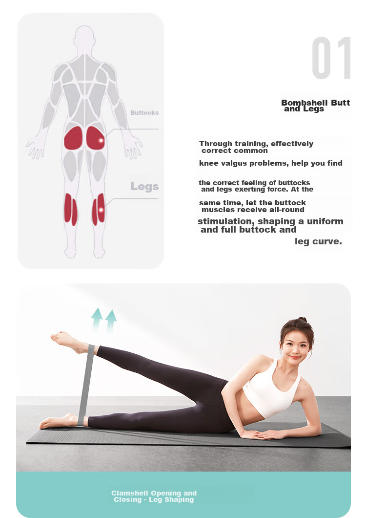 JD Original Latex Yoga Resistance Band, Leg Deep Squat Shaping Buttocks Ring Pull Band 25LB 8