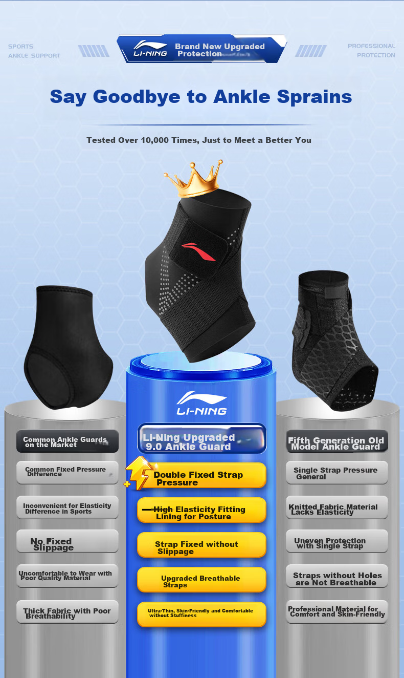 Li-Ning Ankle Brace, Foot Protector, Ankle Guard, Anti-Sprain Recovery Sleeve, Basketball Sports Ankle Joint Fixation Brace 4