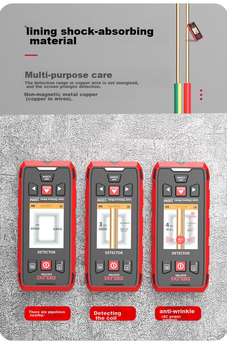 DELIXI ELECTRIC Multi-Function Wall Detector for Metal, Rebar, And Wood Detection with Red Light Ranging up to 100 Meters 9