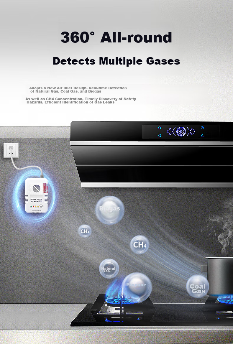 PGST Gas Alarm, Natural Gas Detector, Coal Gas Leak Alarm, Household Kitchen Natural Gas Detector, R03 7