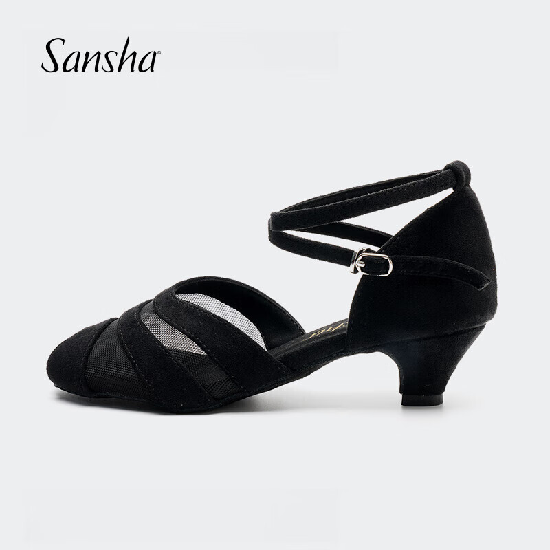 Sansha Latin Dance Shoes Women Low Heel Ballroom Soft Sole Dance Practice Competition Professional Black 36