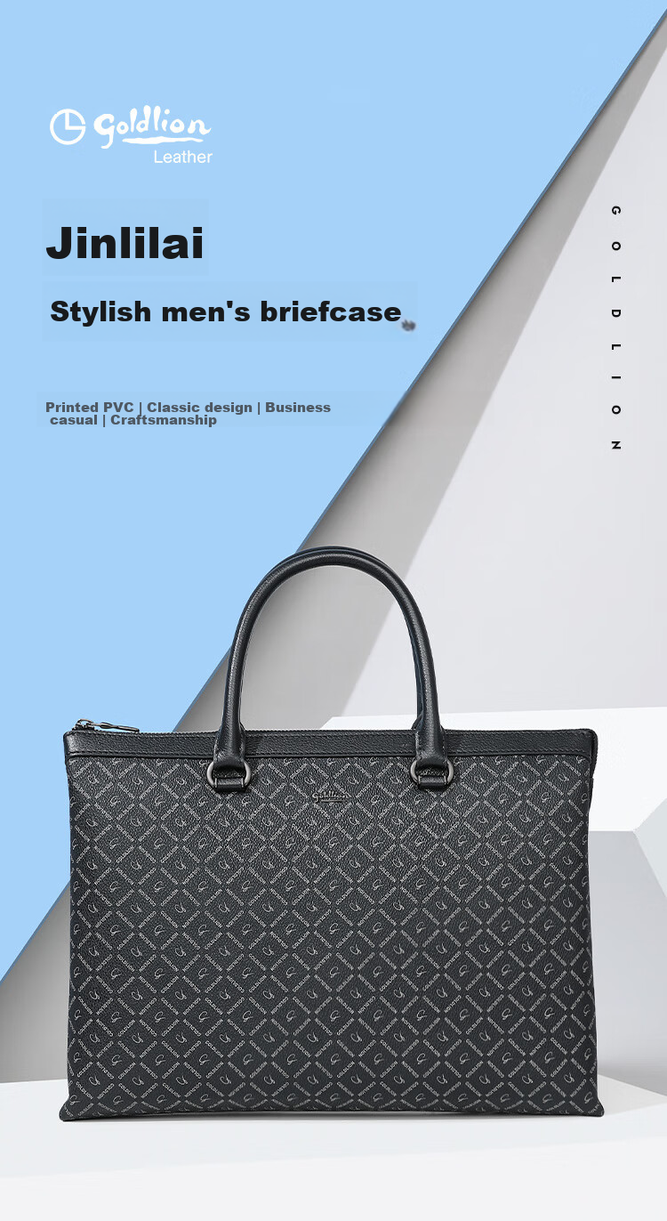 Goldlion Business Briefcase, Stylish PVC Men's Bag, Laptop Bag with Large Capacity, Horizontal Style Handbag, Birthday Gift 1