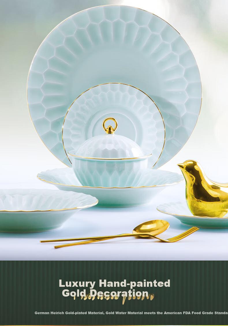 Guanpo 2025 Underglaze Color Bowl And Plate Set, High-End Tableware Set from Jingdezhen, Porcelain Bowls And Plates for Home Use, Housewarming Gift 3