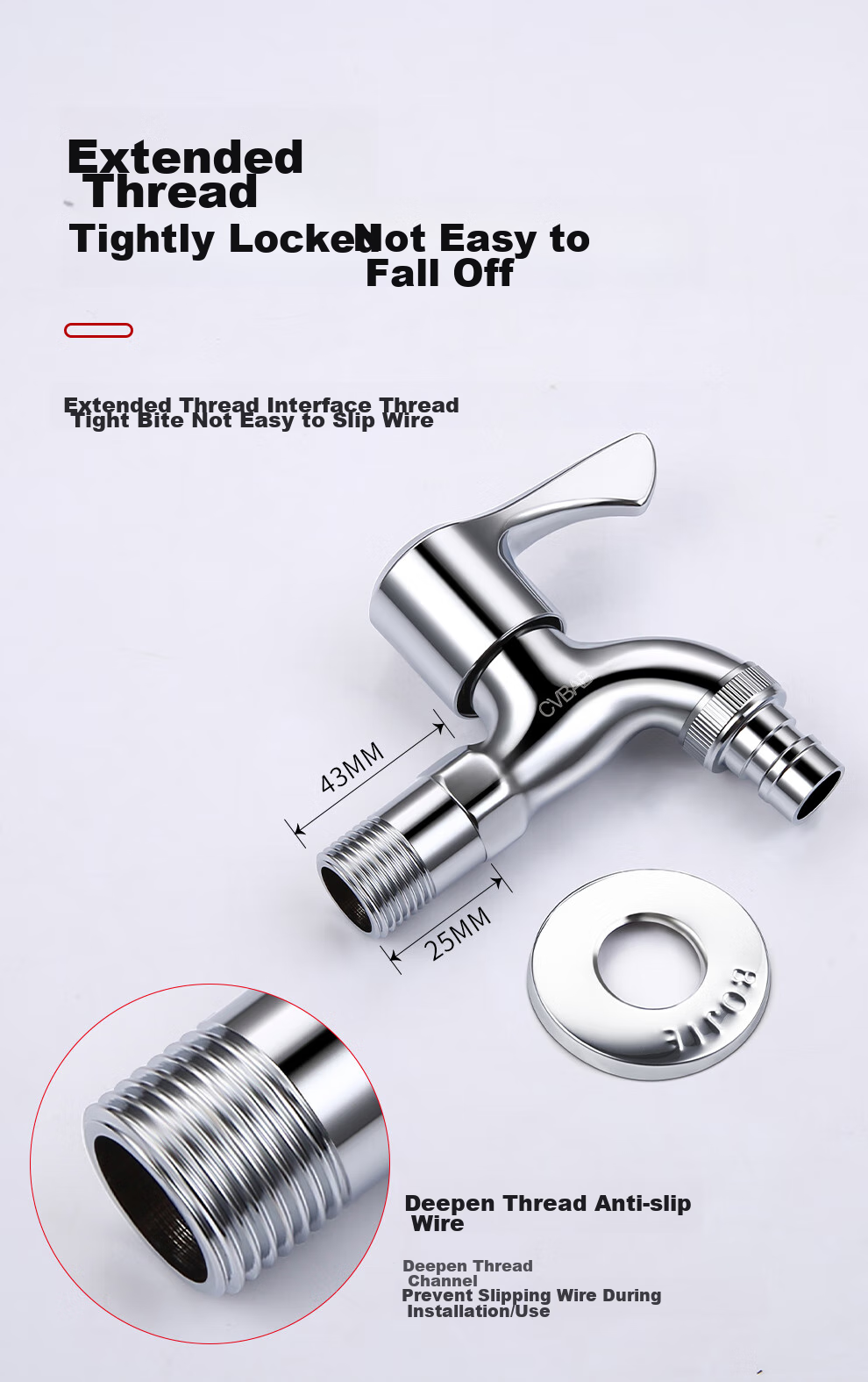 CVBAB All-Copper Washing Machine Faucet, 1/2 Inch Quick-Open Thickened Tap Water Faucet for Washing Machines CV3209 9