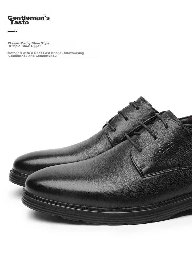 Goldlion Men's Shoes, Business Formal Shoes, Autumn Simple Lace-Up Dress Shoes, Lightweight Leather Shoes, 59674007501A, Black, Size 40 6