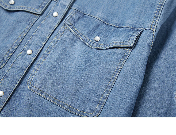 Dme Vintage Washed Color Spring And Autumn Women's Fashion High-End Denim Shirt Layered Base Top Blouse 16