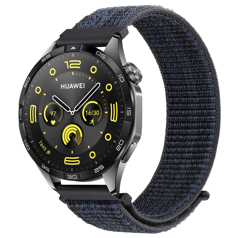 KMaxAI Compatible with Huawei Watch GT 6/5 46mm Braided Strap, Nylon Sports Watch Band for 4/3/2 Pro, ECG/Porsche/Buds Dopamine Wristband, Black with Blue