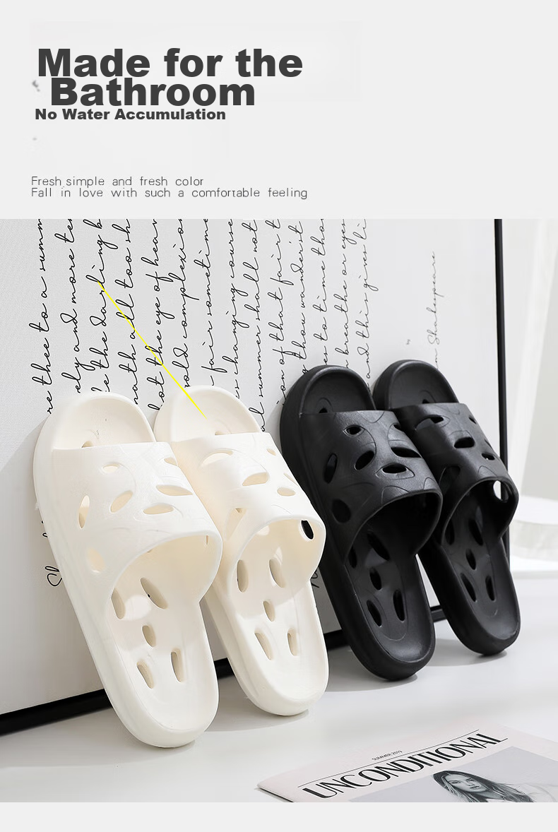 GUOLUOFEI Bathroom Slippers for Men And Women, Summer Indoor Shower Hollow Water-Draining EVA Bathroom Sandals, White, Size 40-41 1