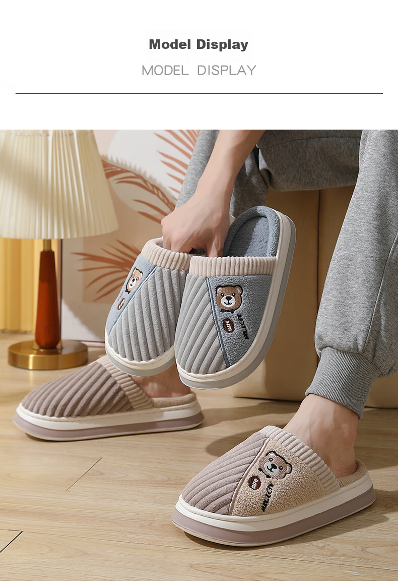 CARTELO Cotton Slippers for Men, Winter Indoor Slippers, Warm Home Cotton Slides, Men's Cotton Shoes, 1517M, Gray, Size 42-43 10