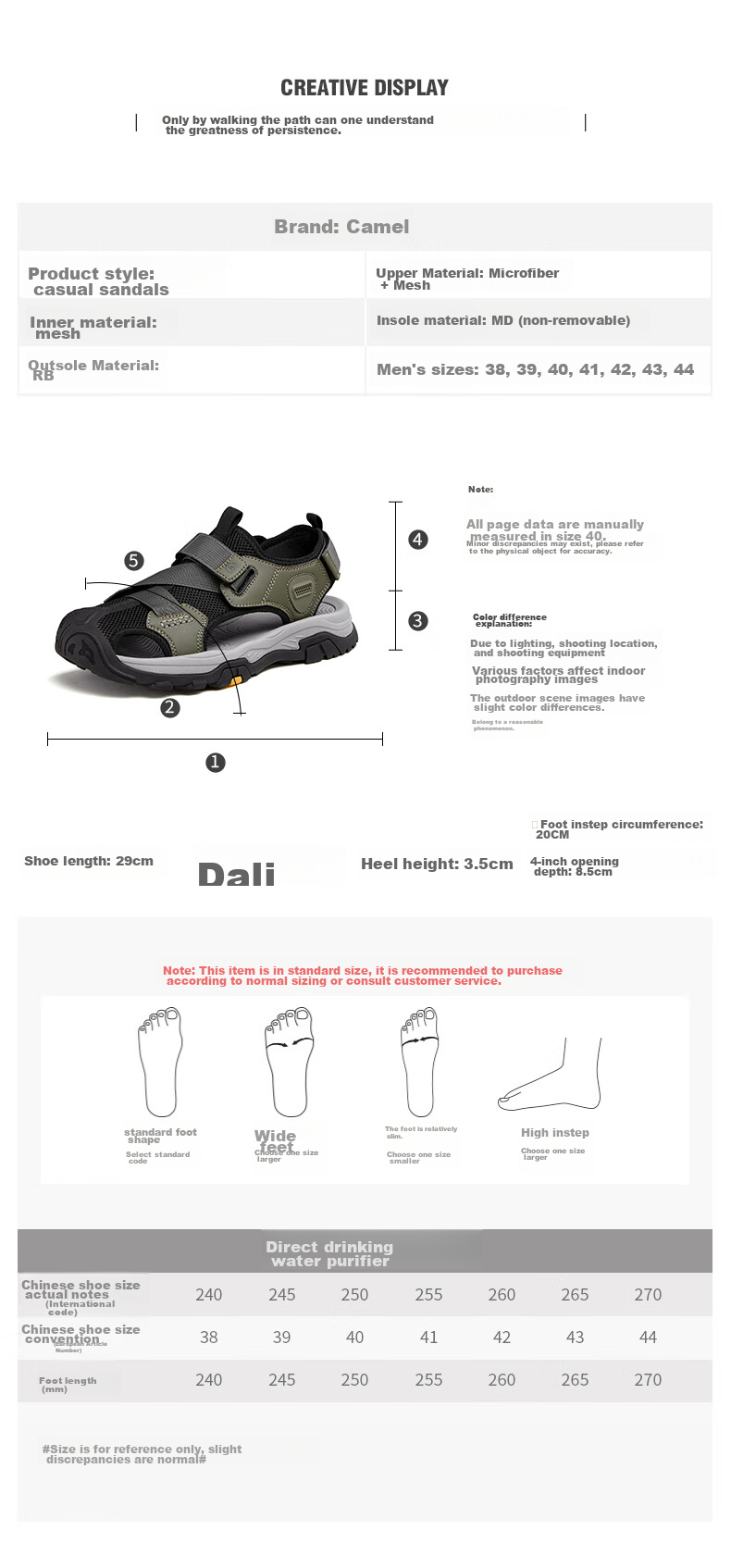CAMEL Brand Men's Outdoor Casual Sandals, Breathable Closed-Toe Anti-Collision Beach Shoes P14M307617 Black Size 41 12