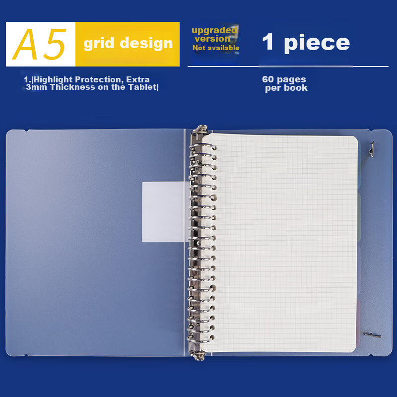 M&G [1 Book/square] A5/60-Page Loose-Leaf Notebook with Removable Pages, White Transparent Cover, Matte Finish, Essential for Middle And High School Students' Homework, Back-To Essential HA5600B