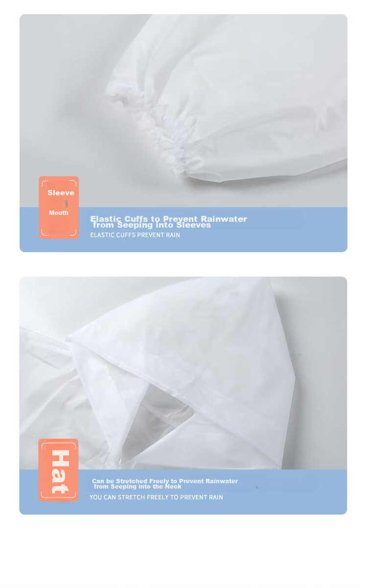 BIAZE Disposable Raincoat for Adults, Semi-Transparent Rain Pants, Long Style with Hood, Thickened Portable Rain Poncho Set, White 10